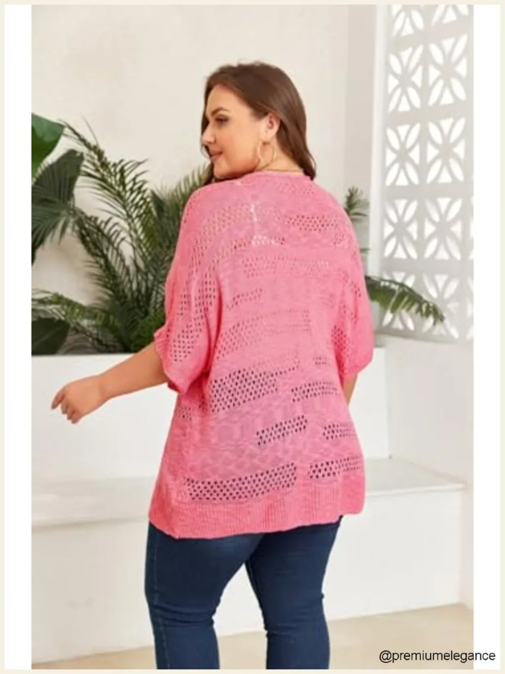 Plus Size Crochet Cardigan Kimono Boho Short Sleeve Oversized Summer Open Front